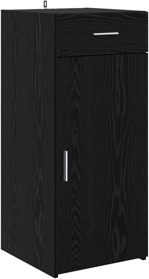 VidaXL Dressoir met lade Zwart Eiken 42 5 x 40 x 93 cm Bewerkt hout