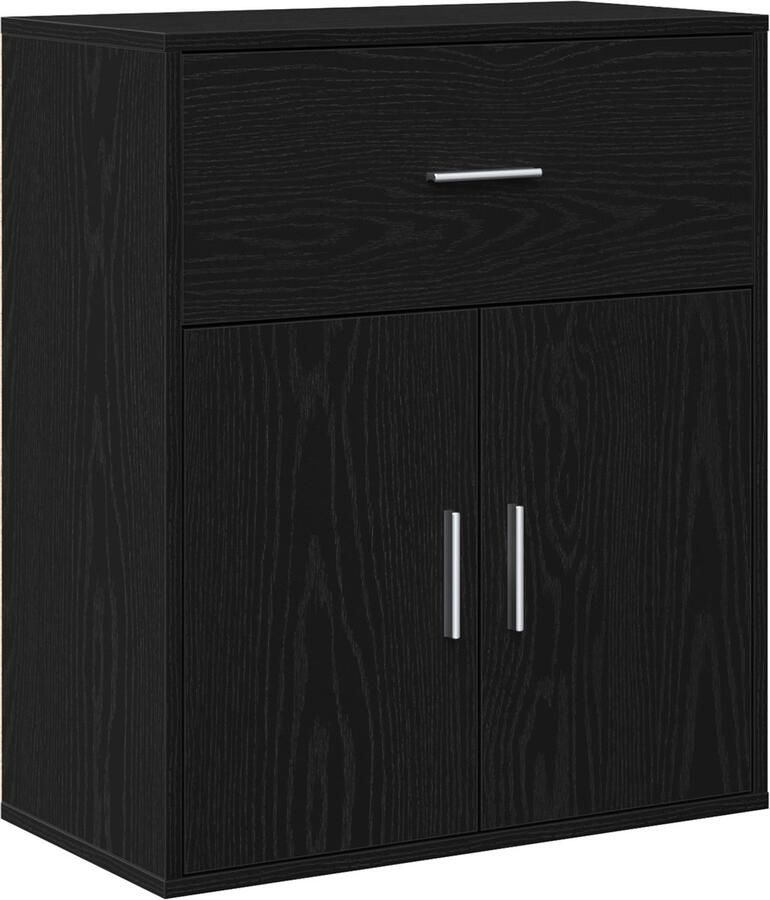 VidaXL Dressoir met lade met plank met opslag met de deur Zwart eiken 60 x 31 x 70 cm Bewerkt hout
