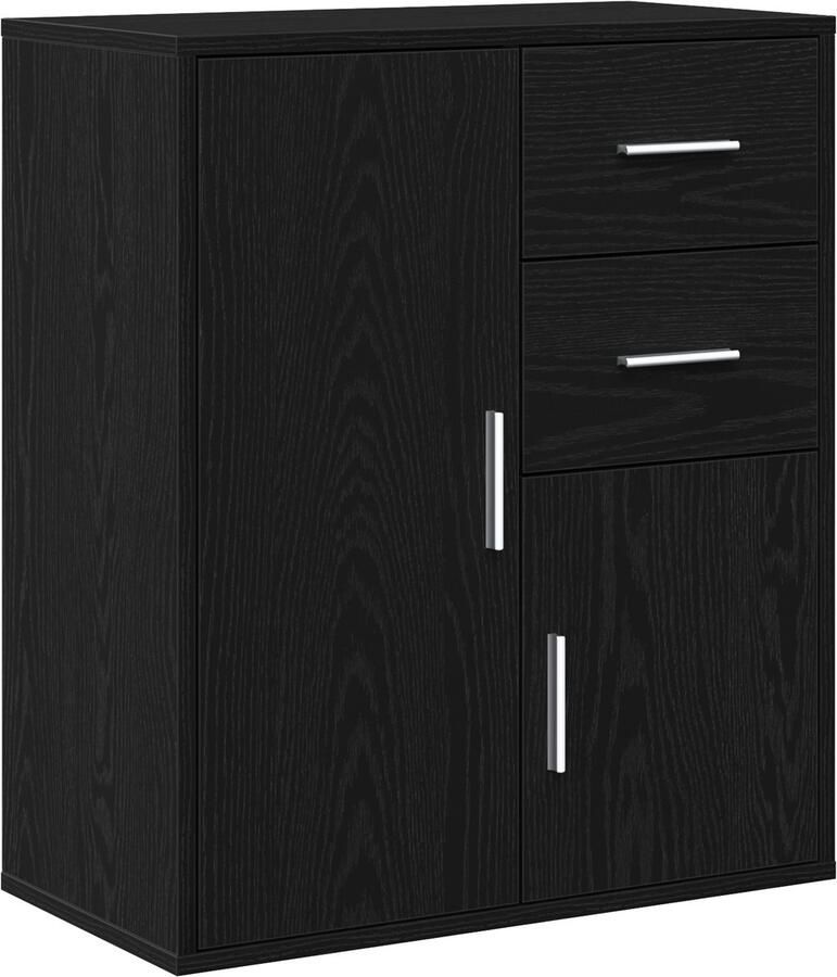 VidaXL Dressoir met lade met plank met opslag met de deur Zwart eiken 60 x 31 x 70 cm Bewerkt hout