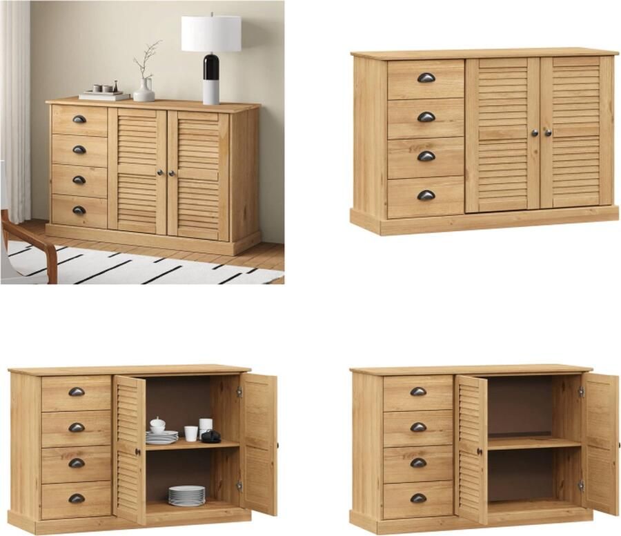 VidaXL Dressoir met lades VIGO 113x40x75 cm massief grenenhout Dressoir Dressoirs Opbergkast Wandkast - Foto 2