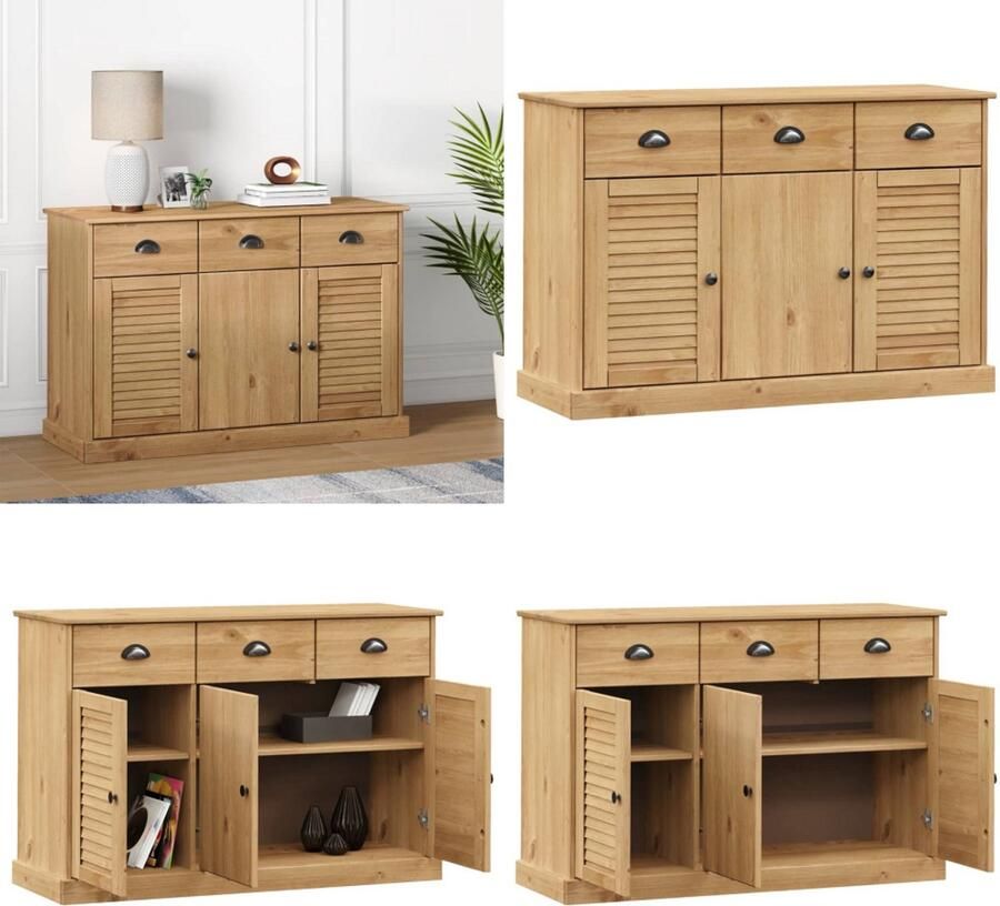 VidaXL Dressoir met lades VIGO 113x40x75 cm massief grenenhout Dressoir Dressoirs Opbergkast Wandkast