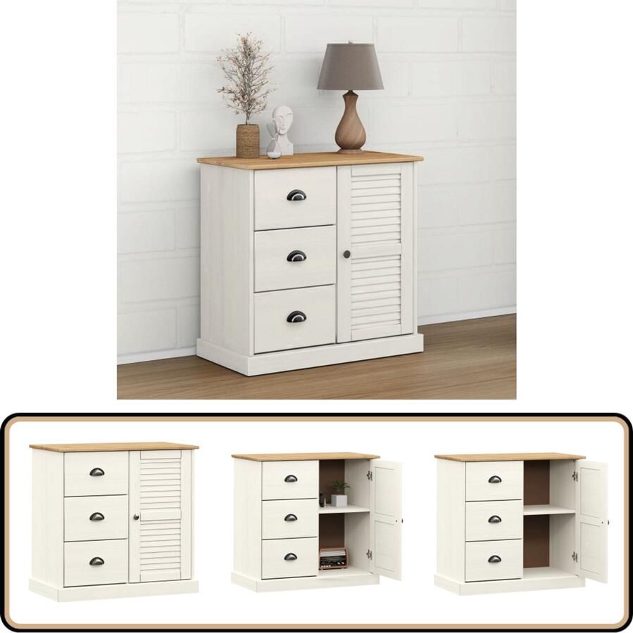 VidaXL -Dressoir-met-lades-VIGO-78x40x75-cm-massief-grenenhout-wit