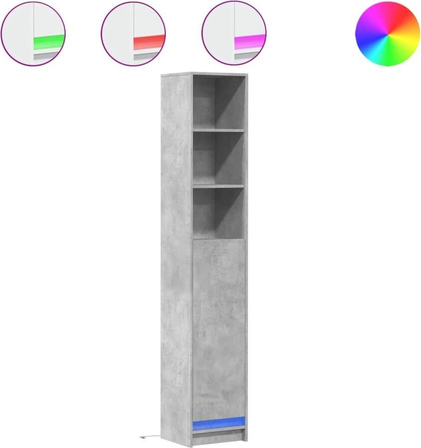VidaXL Dressoir met LED 36x32 5x200 cm bewerkt hout betongrijs