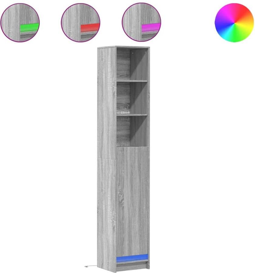 VidaXL Dressoir met LED 36x32 5x200 cm bewerkt hout grijs sonoma eiken