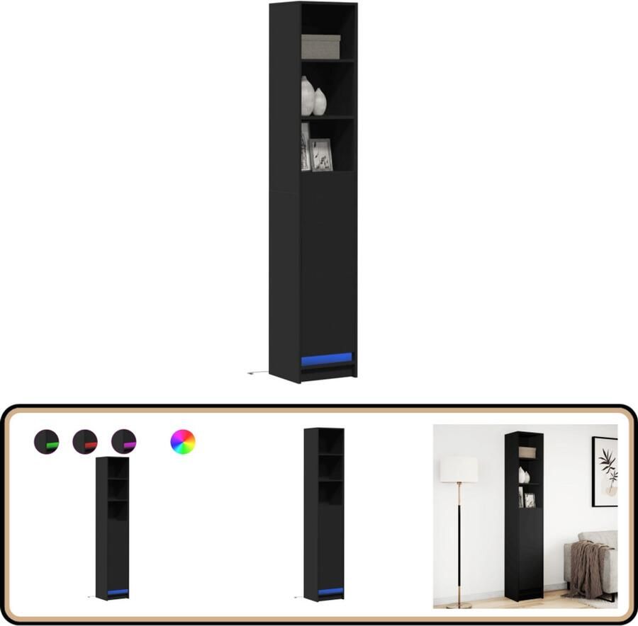 VidaXL Dressoir met LED 36x32 5x200 cm bewerkt hout zwart