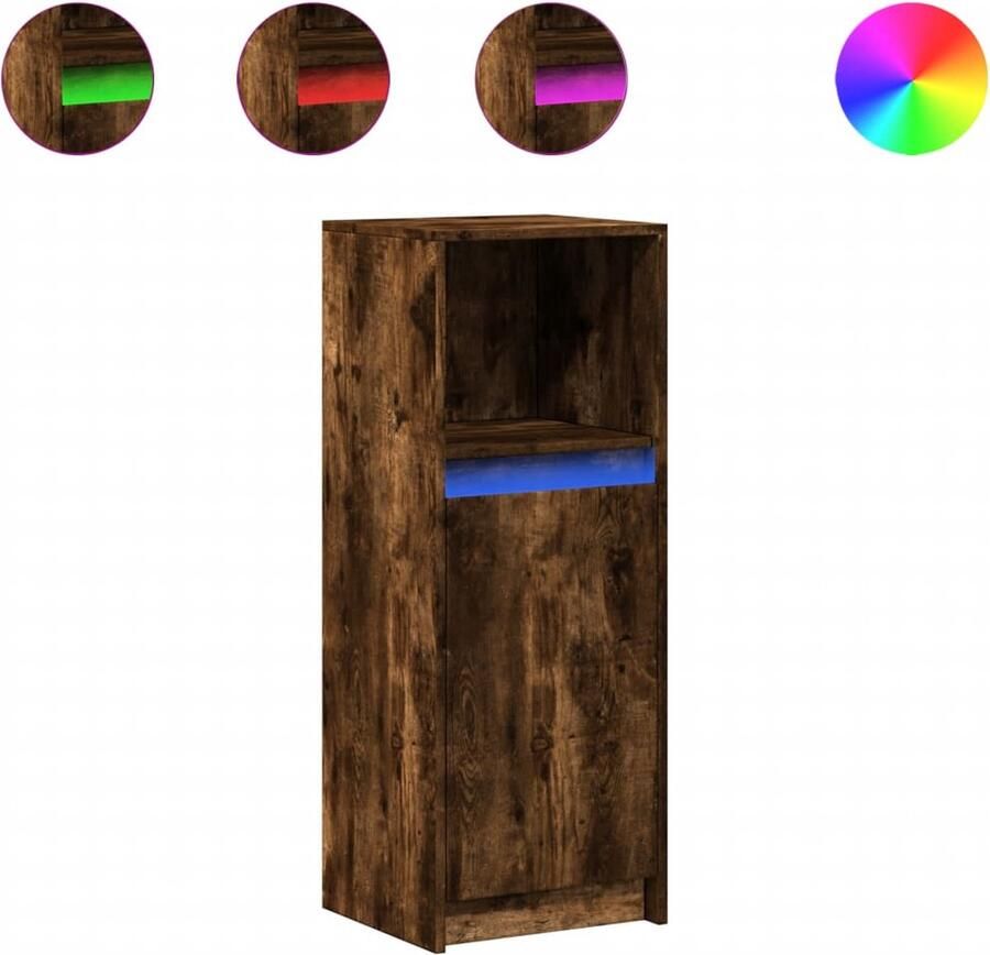 VidaXL Dressoir met LED 38x34x100 cm bewerkt hout gerookt eikenkleurig