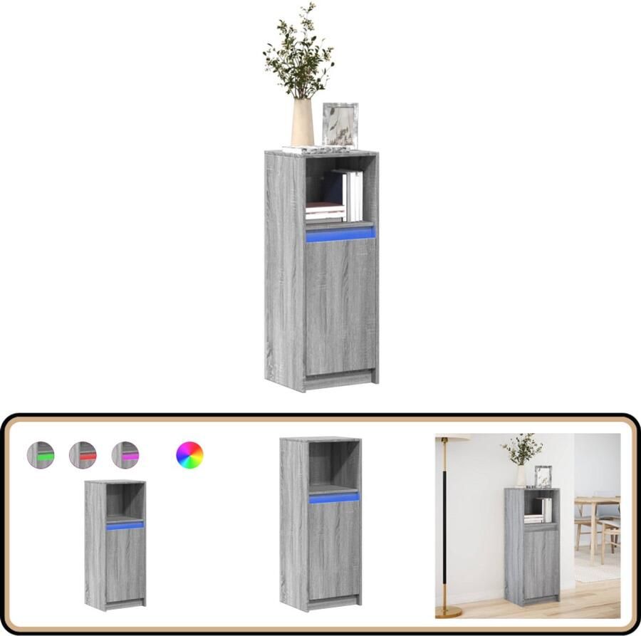 VidaXL Dressoir met LED 38x34x100 cm bewerkt hout grijs sonoma eiken