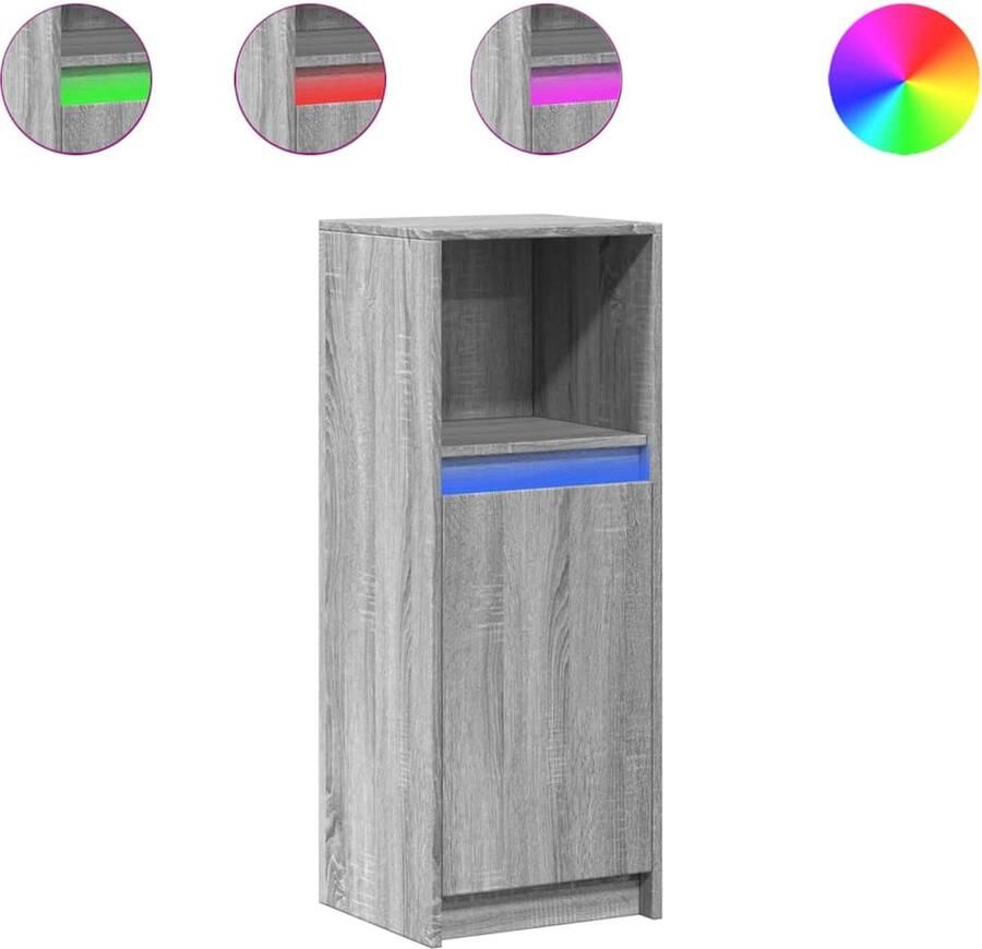 VidaXL Dressoir met LED 38x34x100 cm bewerkt hout grijs sonoma eiken