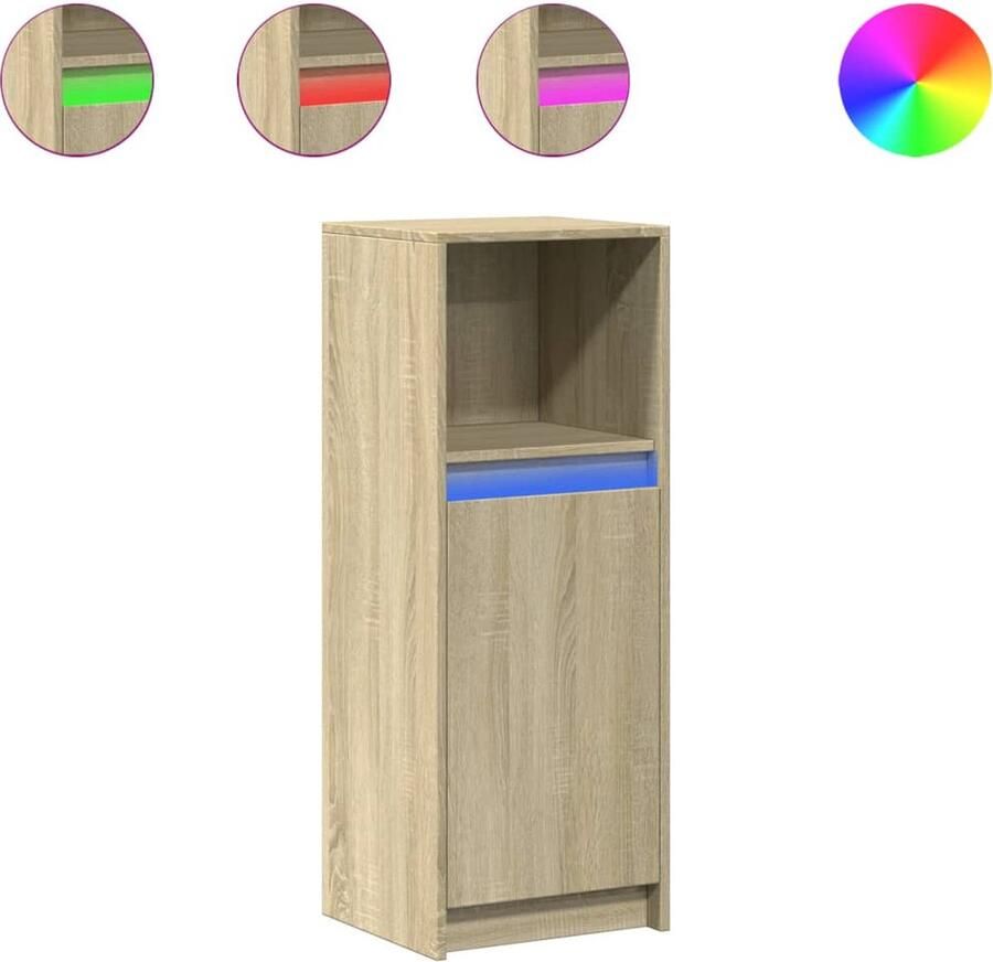 VidaXL Dressoir met LED 38x34x100 cm bewerkt hout sonoma eikenkleurig
