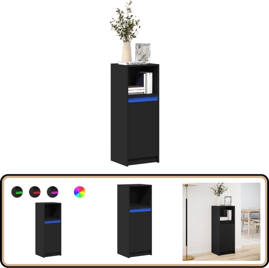 VidaXL Dressoir met LED 38x34x100 cm bewerkt hout zwart