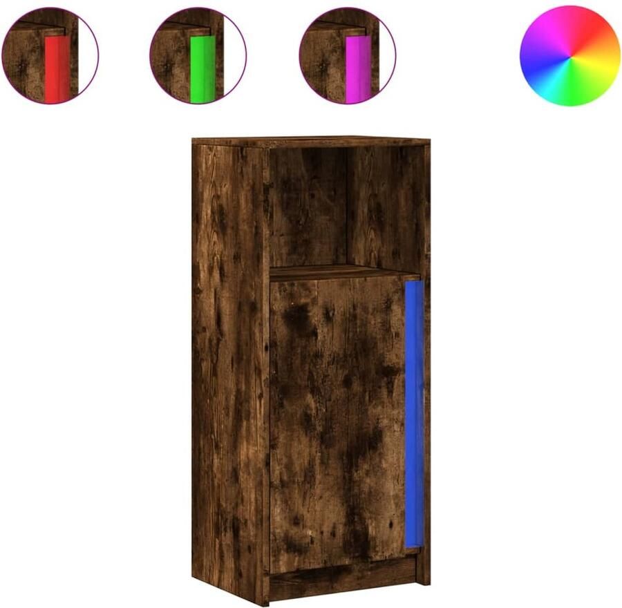 VidaXL Dressoir met LED 42 5x34x100 cm bewerkt hout gerookt eikenkleur