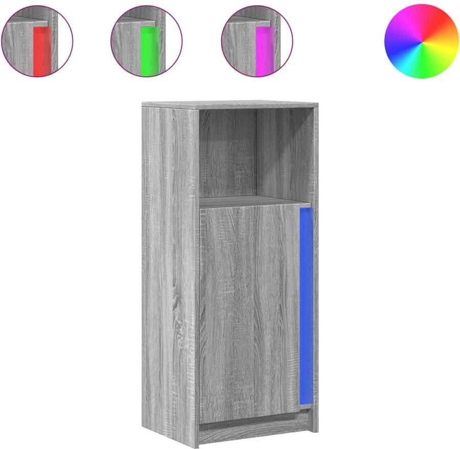 VidaXL Dressoir met LED 42 5x34x100 cm bewerkt hout grijs sonoma eiken