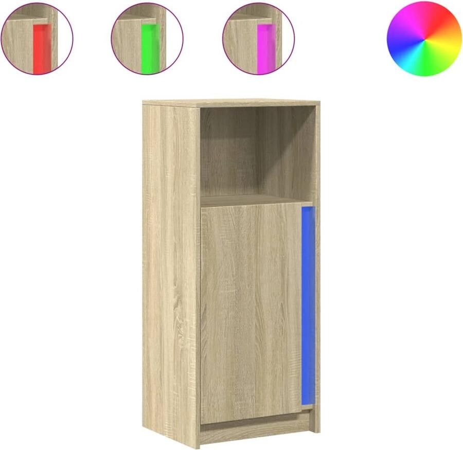 VidaXL Dressoir met LED 42 5x34x100 cm bewerkt hout sonoma eikenkleur