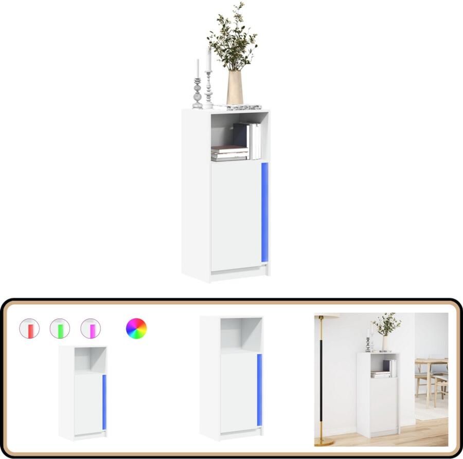 VidaXL Dressoir met LED 42 5x34x100 cm bewerkt hout wit