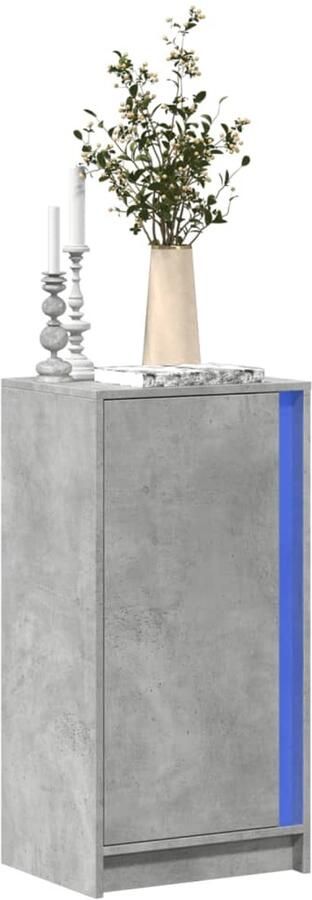 VidaXL Dressoir met LED 42 5x34x85 cm bewerkt hout betongrijs