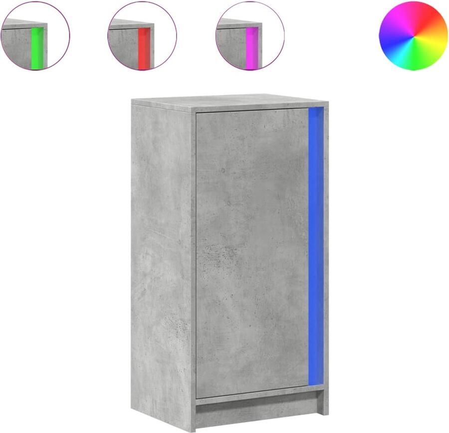 VidaXL Dressoir met LED 42 5x34x85 cm bewerkt hout betongrijs