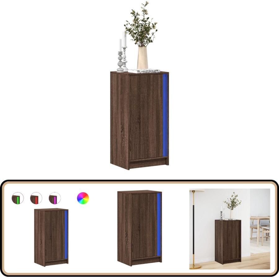 VidaXL Dressoir met LED 42 5x34x85 cm bewerkt hout bruin eikenkleur