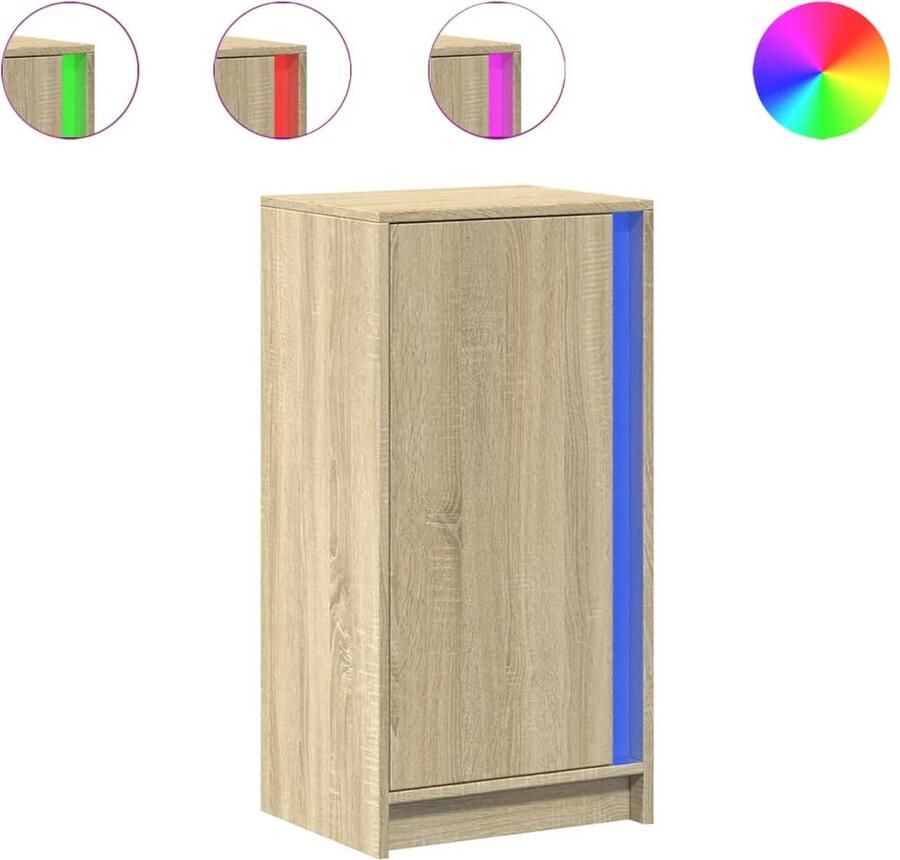VidaXL Dressoir met LED 42 5x34x85 cm bewerkt hout sonoma eikenkleurig