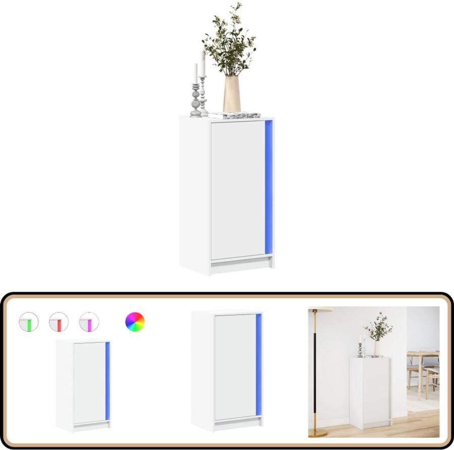 VidaXL Dressoir met LED 42 5x34x85 cm bewerkt hout wit