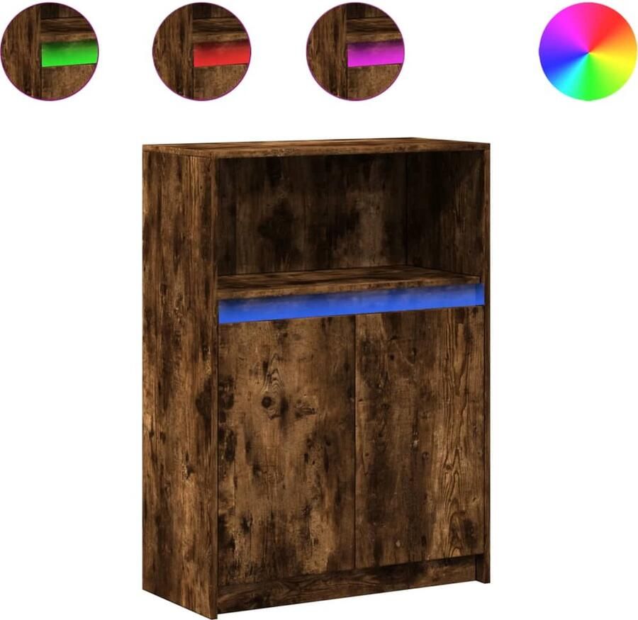 VidaXL Dressoir met LED 72x34x100 cm bewerkt hout gerookt eikenkleurig