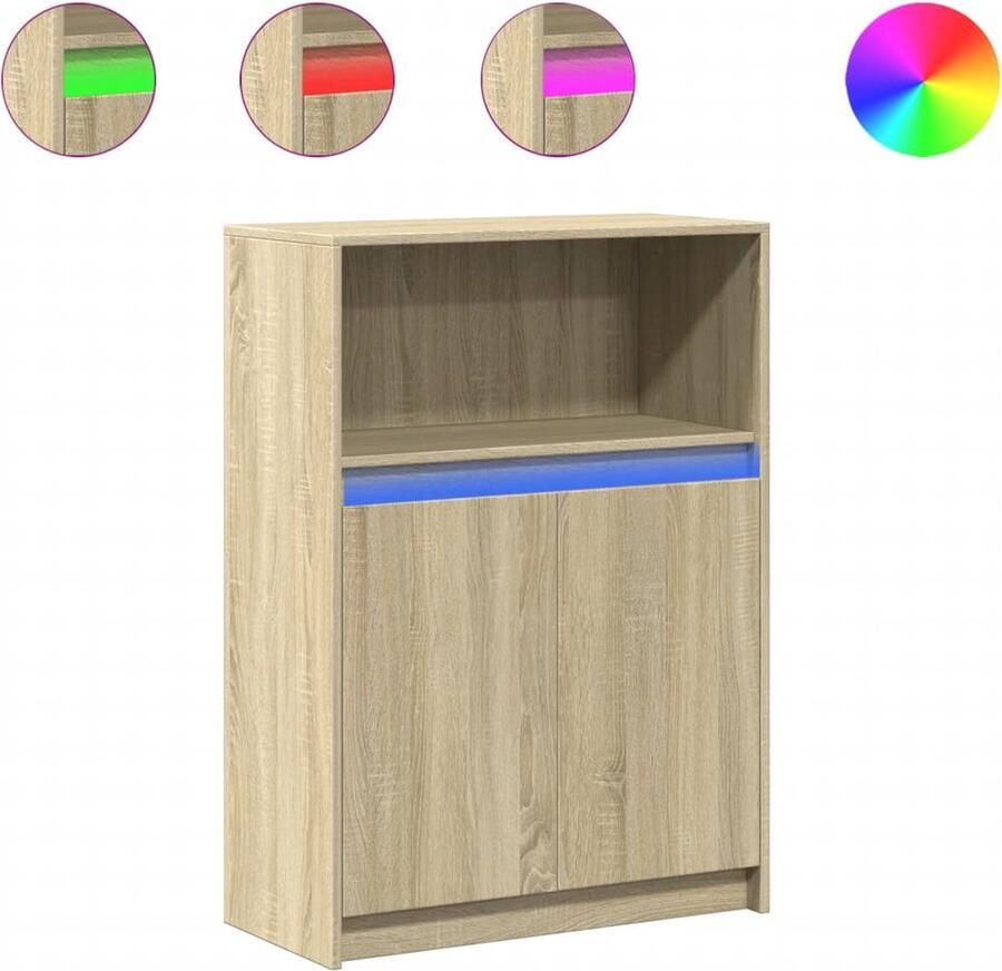 VidaXL Dressoir met LED 72x34x100 cm bewerkt hout sonoma eikenkleurig