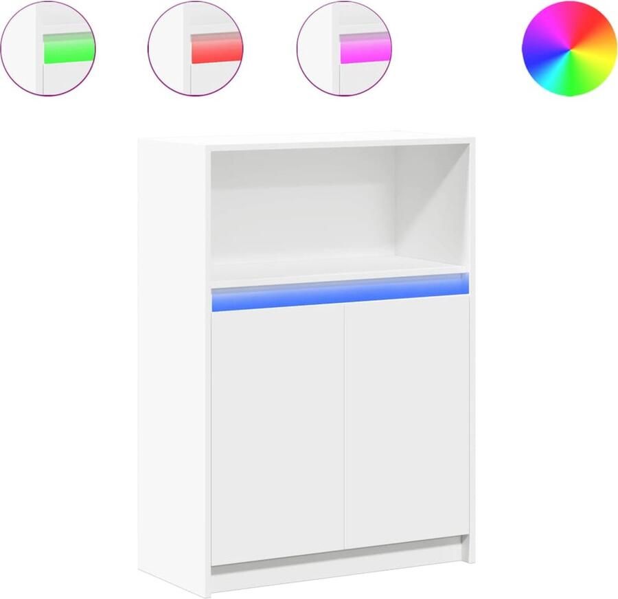 VidaXL Dressoir met LED 72x34x100 cm bewerkt hout wit