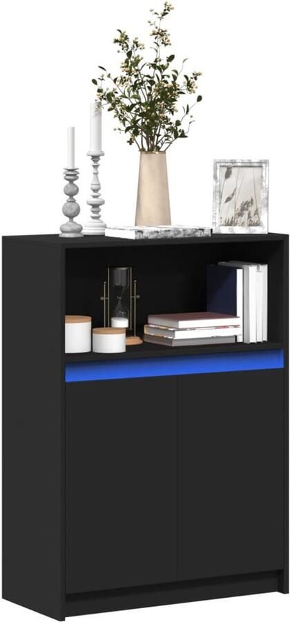 VidaXL Dressoir met LED 72x34x100 cm bewerkt hout zwart