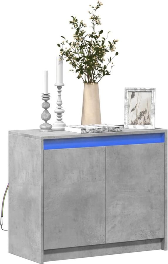 VidaXL Dressoir met LED 72x34x61 cm bewerkt hout betongrijs