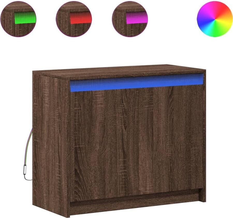 VidaXL Dressoir met LED 72x34x61 cm bewerkt hout bruin eikenkleur