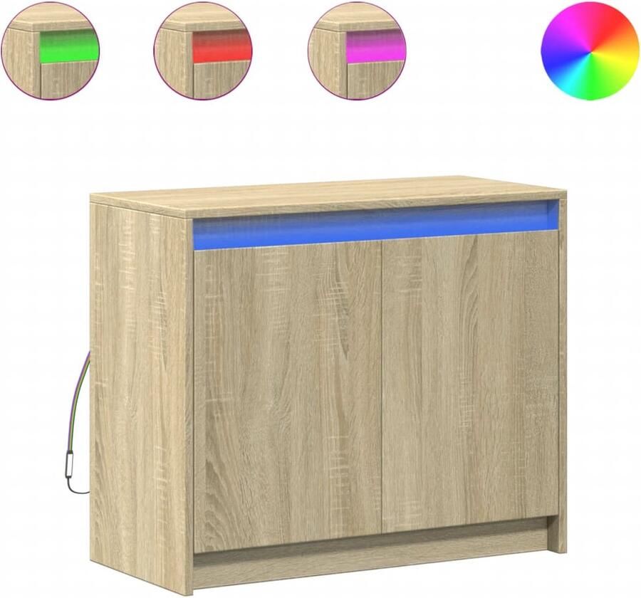 VidaXL Dressoir met LED 72x34x61 cm bewerkt hout sonoma eikenkleurig
