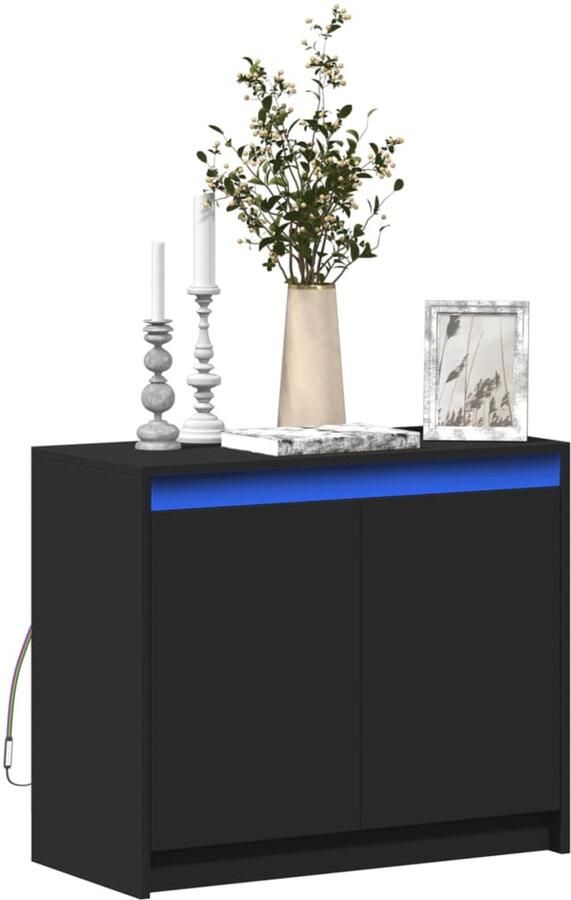 VidaXL Dressoir met LED 72x34x61 cm bewerkt hout zwart