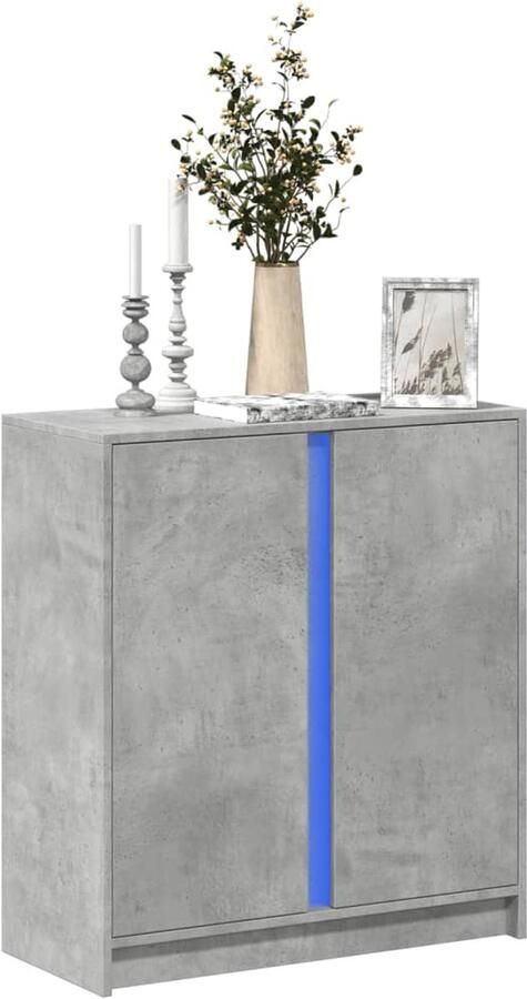 VidaXL Dressoir met LED 77x34x85 cm bewerkt hout betongrijs