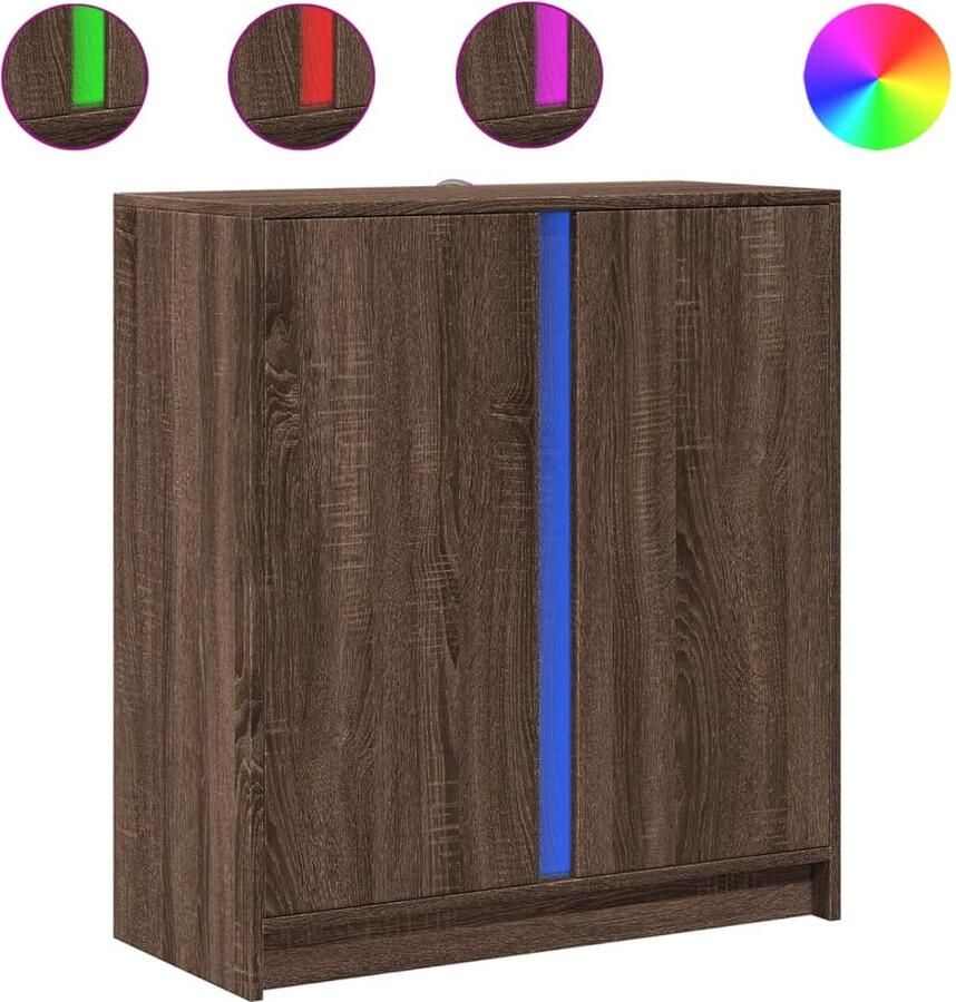 VidaXL Dressoir met LED 77x34x85 cm bewerkt hout bruin eikenkleur