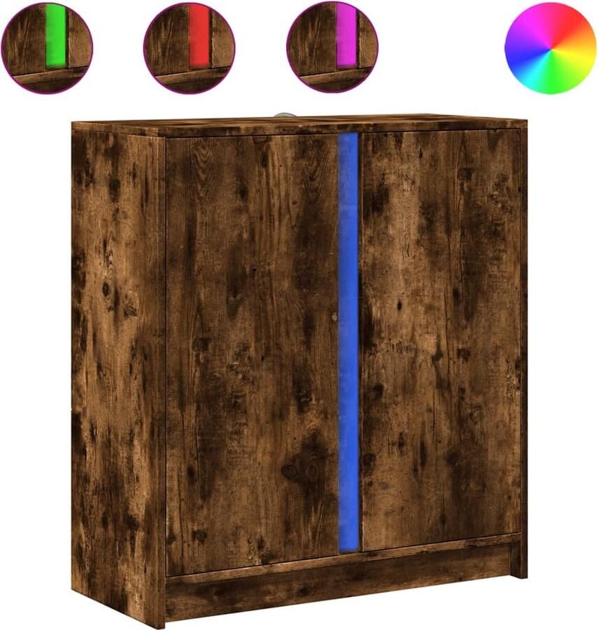 VidaXL Dressoir met LED 77x34x85 cm bewerkt hout gerookt eikenkleurig