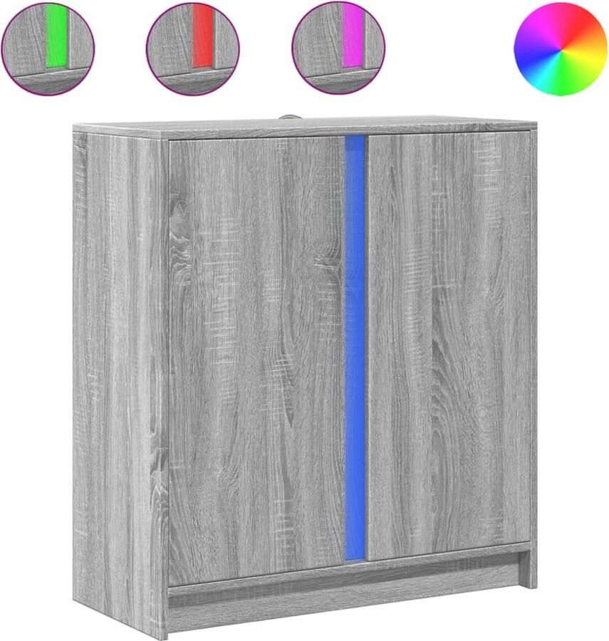 VidaXL Dressoir met LED 77x34x85 cm bewerkt hout grijs sonoma eiken