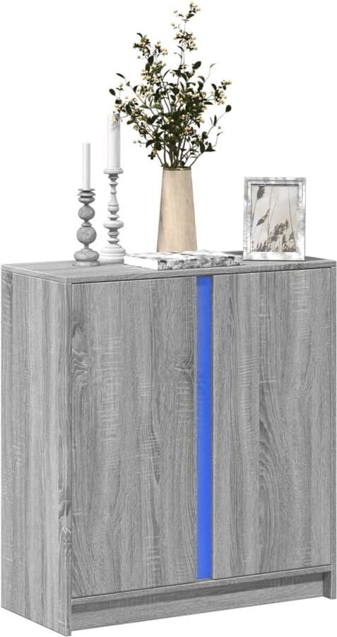 VidaXL Dressoir met LED 77x34x85 cm bewerkt hout grijs sonoma eiken