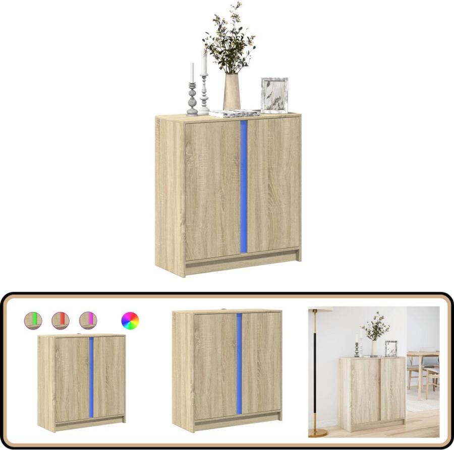 VidaXL Dressoir met LED 77x34x85 cm bewerkt hout sonoma eikenkleurig