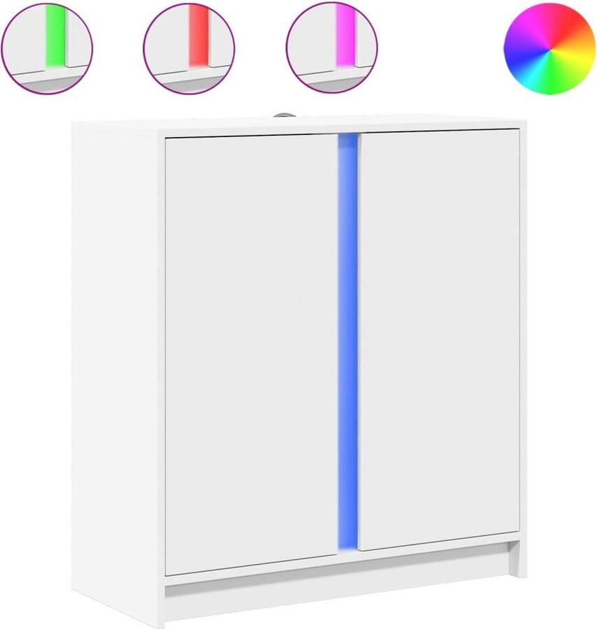 VidaXL Dressoir met LED 77x34x85 cm bewerkt hout wit