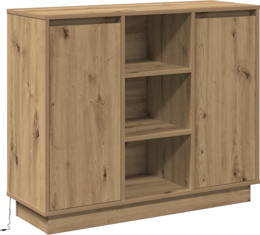 VidaXL Dressoir met plank Artisan Eiken 90 x 32 x 75 cm Bewerkt hout