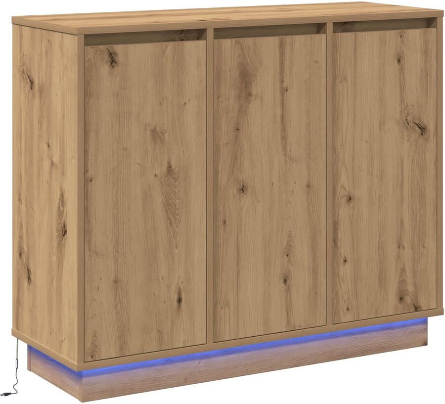 VidaXL Dressoir met LED Artisan Eiken 90x32x75 cm Gelaagd Hout - Foto 2