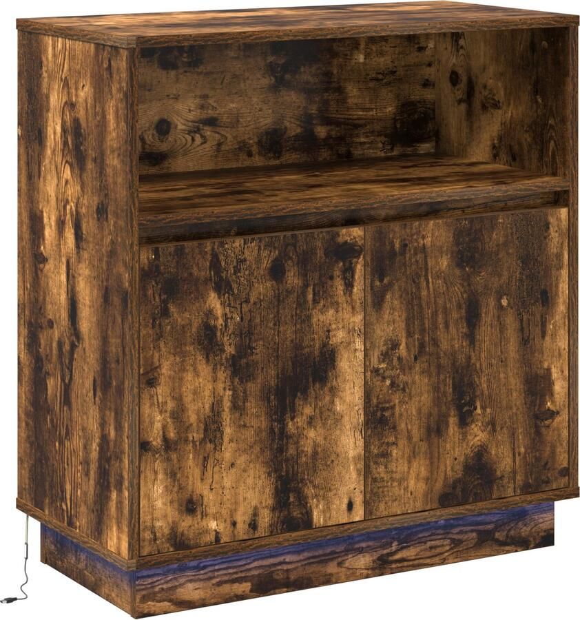 VidaXL Dressoir met LED Gerookt eiken 71 x 34.5 x 75 cm Bewerkt hout