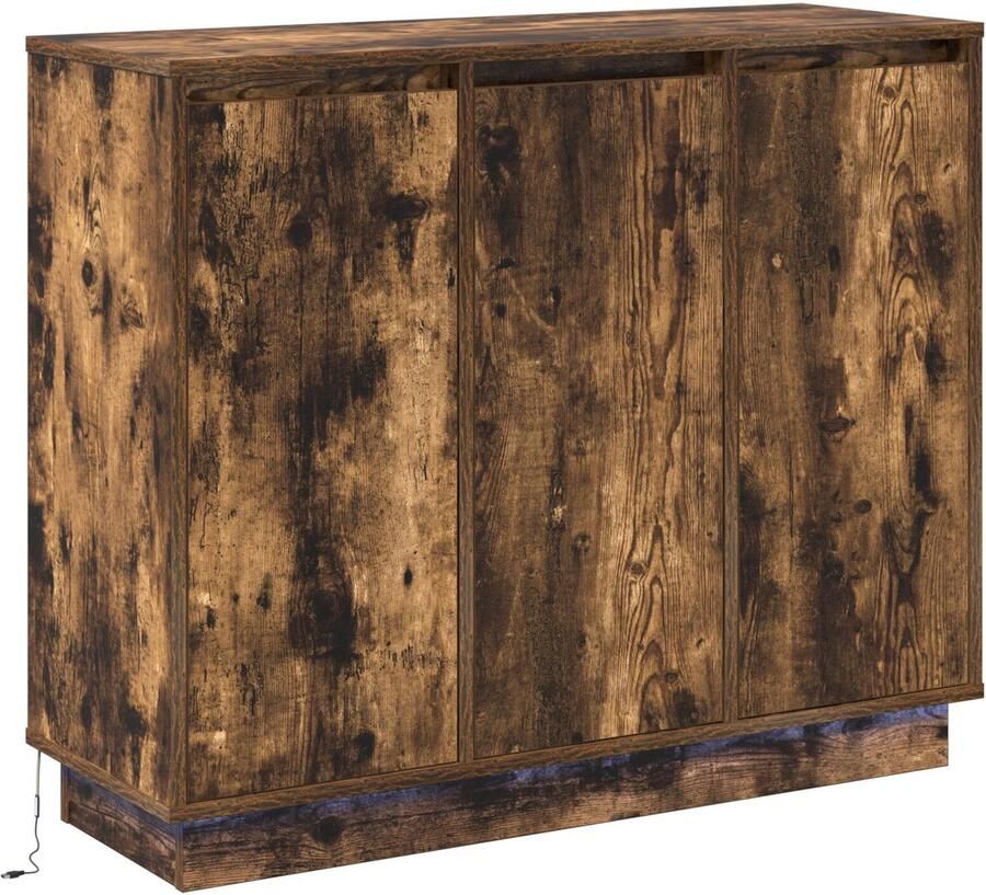 VidaXL Dressoir met LED Rookhout 90x32x75 cm Gemaakt van Engineered Wood - Foto 2