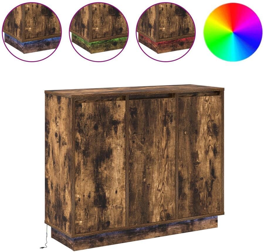 VidaXL Dressoir met LED Rookhout 90x32x75 cm Gemaakt van Engineered Wood