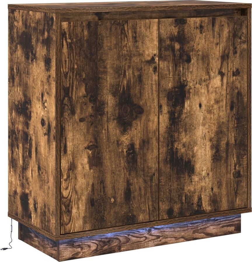 VidaXL Dressoir met LED Gerookt Eiken 71x34 5x75 cm Geengineerd Hout - Foto 2