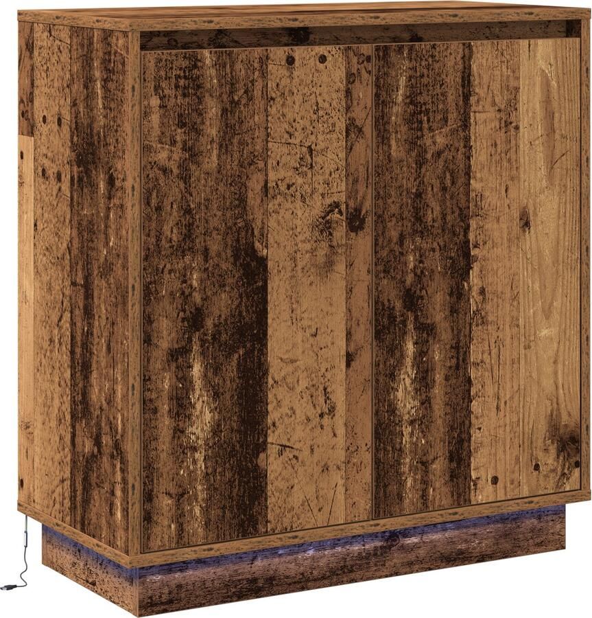 VidaXL Dressoir met LED in Oud Hout 71x34 5x75 cm Gefabriceerd Hout - Foto 2