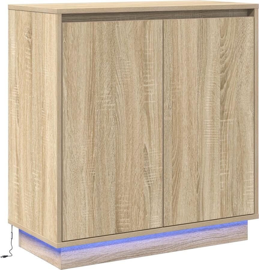 VidaXL Dressoir met LED in Sonoma Eik 71 x 34 5 x 75 cm Gemaakt van gefabriceerd hout