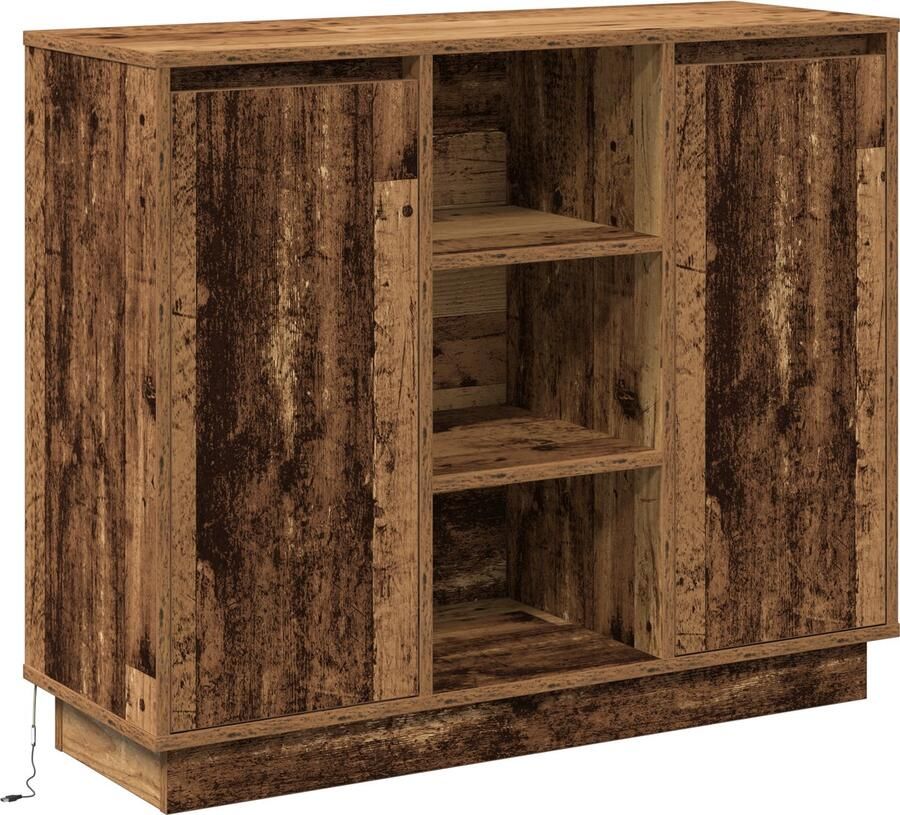 VidaXL Dressoir met plank Oud Hout 90 x 32 x 75 cm Bewerkt hout - Foto 3