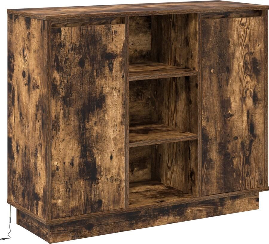 VidaXL Dressoir met plank Rook Eiken 90 x 32 x 75 cm Bewerkt hout - Foto 2