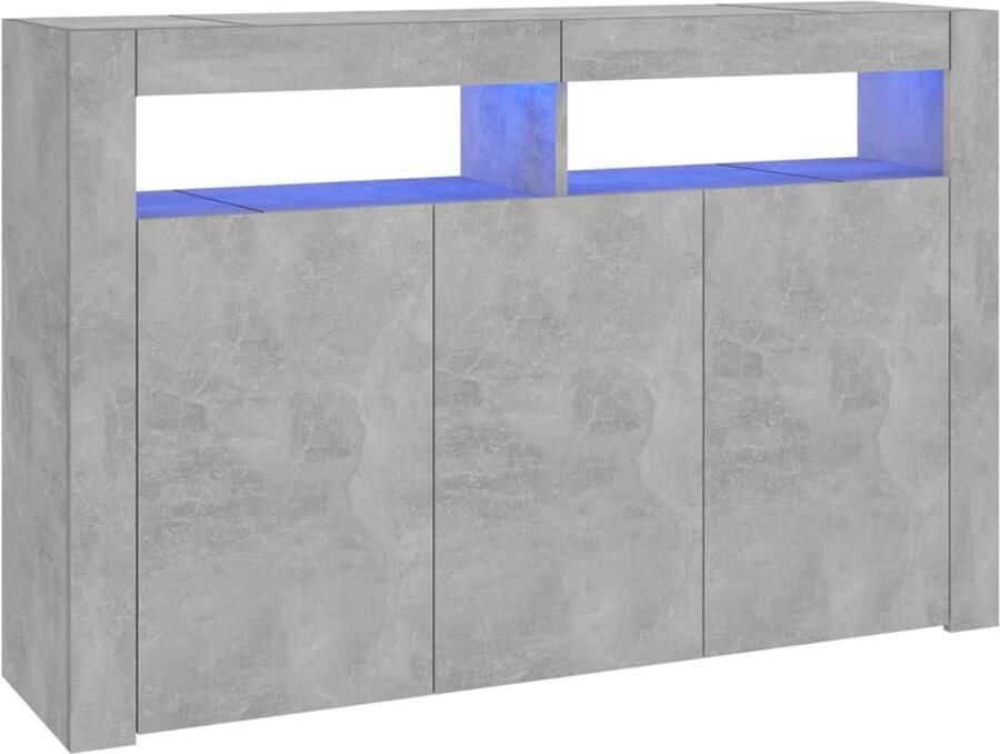 VidaXL Dressoir met LED-verlichting 115 5x30x75 cm betongrijs Dressoir LED-verlichting Betongrijs Modern Dressoir Houten Dressoir - Foto 3