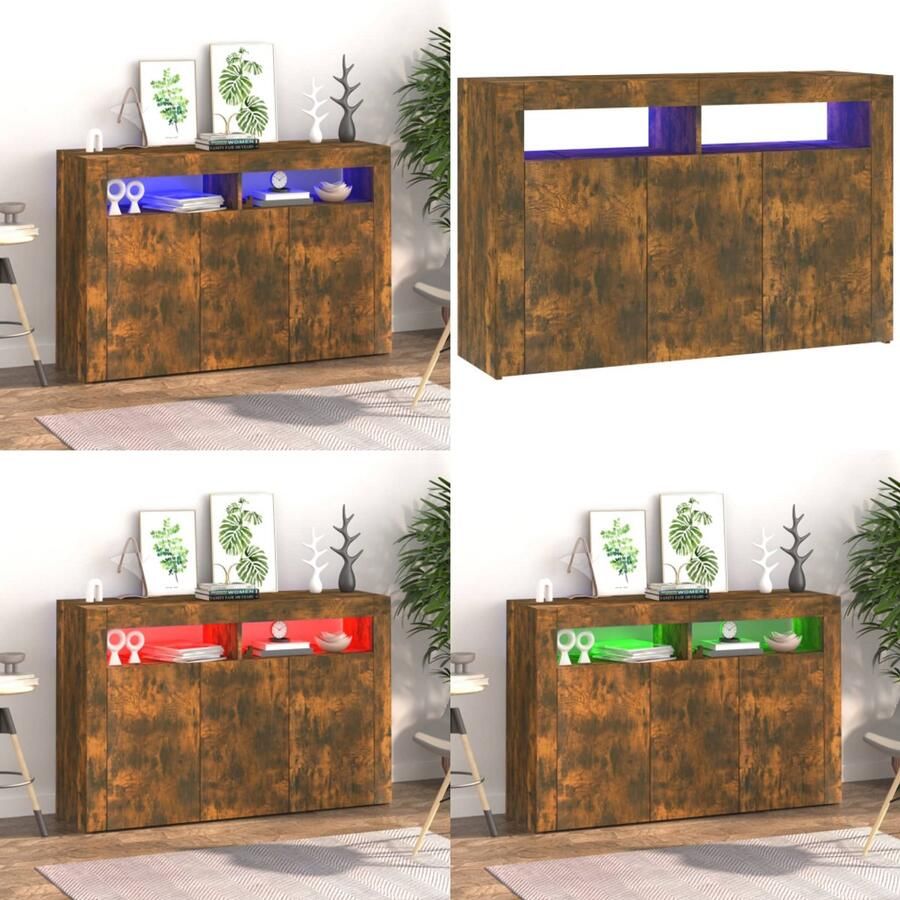 VidaXL Dressoir met LED-verlichting 115 5x30x75 cm gerookt eiken Dressoir Dressoirs Kast Wandkast